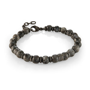 Grey Stone & Steel Bead Bracelet - Fifth Avenue Jewellers