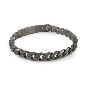 Gun IP Stainless Steel Curb Bracelet - Fifth Avenue Jewellers