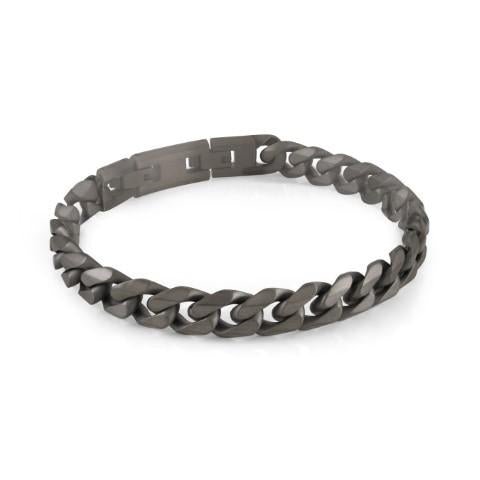 Gun IP Stainless Steel Curb Bracelet - Fifth Avenue Jewellers