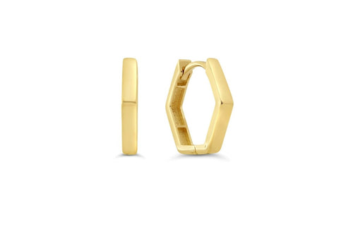 Hexagon Huggie Hoop Earrings - Fifth Avenue Jewellers