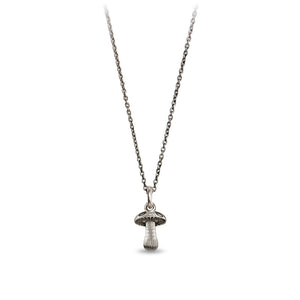 Silver mushroom symbol on chain