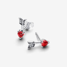 Load image into Gallery viewer, Pandora Arrow &amp; Murano Glass Heart Stud Earrings - Fifth Avenue Jewellers
