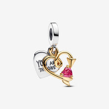 Load image into Gallery viewer, Pandora Engravable Heart &amp; Arrow Double Dangle Charm - Fifth Avenue Jewellers
