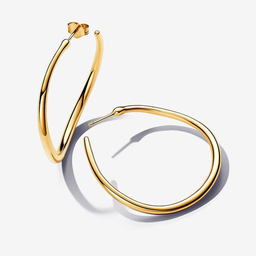 Pandora Essence Organically Shaped 42 mm Open Hoop Earrings Silver - Fifth Avenue Jewellers
