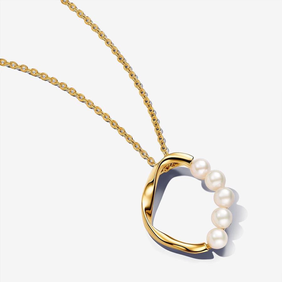 Pandora Essence Organically Shaped Circle & Treated Freshwater Cultured Pearls Pendant Necklace - Fifth Avenue Jewellers