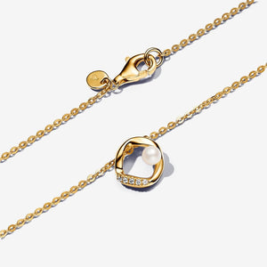 Pandora Essence Organically Shaped Pavé Circle & Treated Freshwater Cultured Pearl Collier Necklace - Fifth Avenue Jewellers