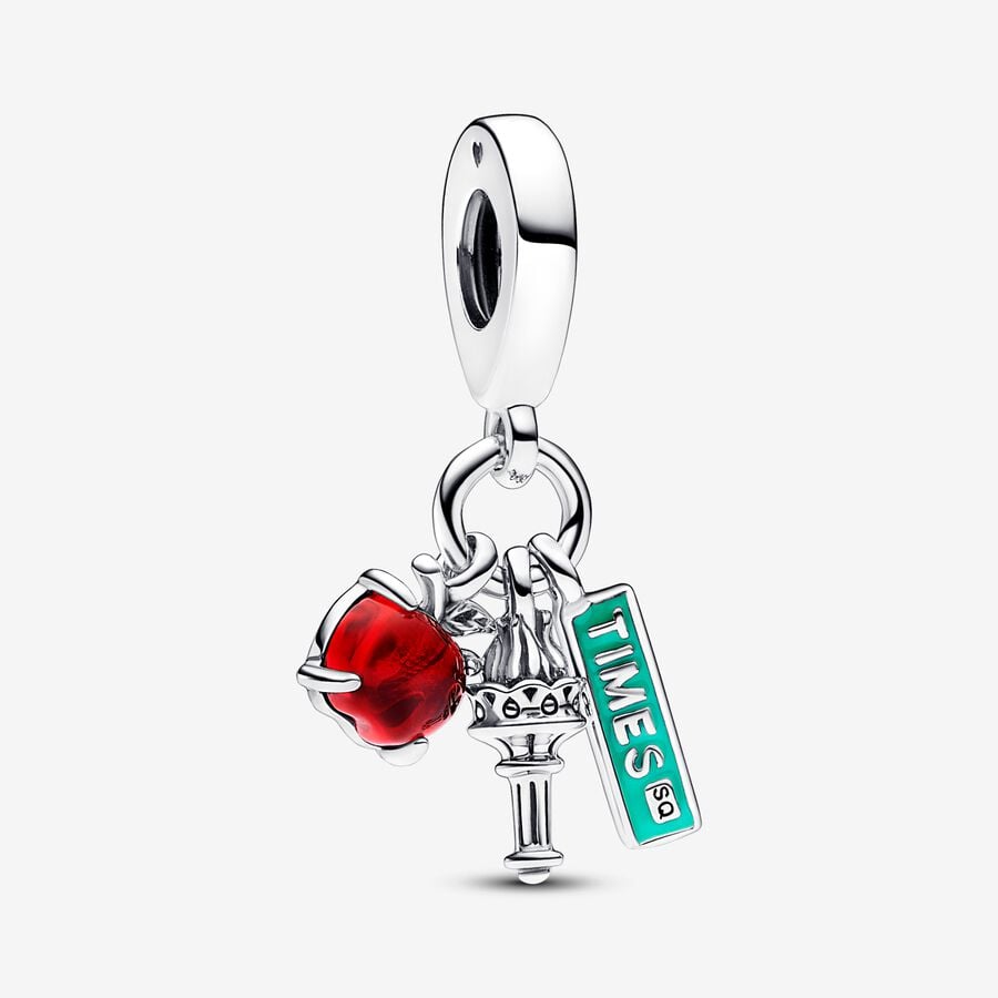 PANDORA 3点 リクエスト chill♬*° Pandora NYC Apple, Torch and Street Sign Triple Dangle Charm