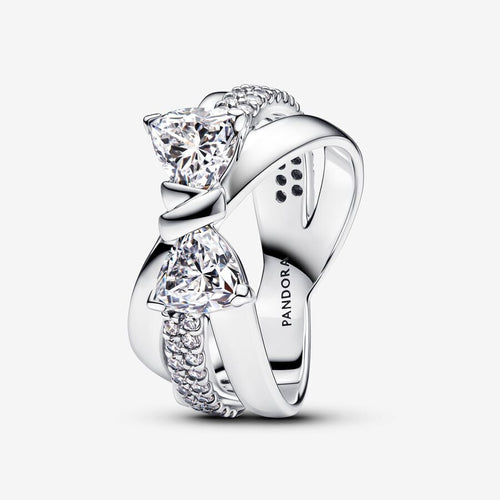 Pandora Sparkling Bow Crossover Ring - Fifth Avenue Jewellers