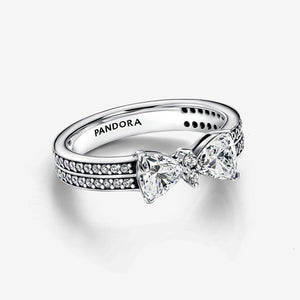 Pandora Sparkling Bow Double - row Ring - Fifth Avenue Jewellers