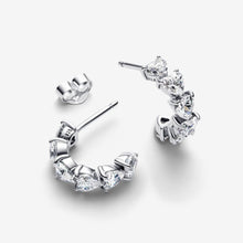 Load image into Gallery viewer, Pandora Sparkling Hearts Open Hoop Earrings - Fifth Avenue Jewellers
