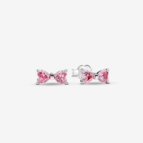 Pandora Sparkling Pink Bow Stud Earrings - Fifth Avenue Jewellers