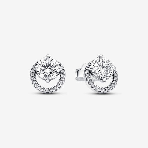 Pandora Sparkling Round Halo Stud Earrings - Fifth Avenue Jewellers
