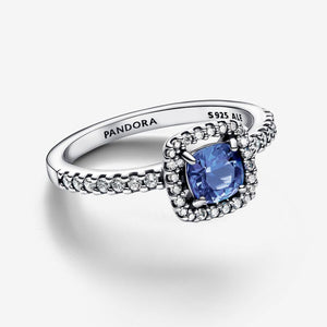 Pandora Sparkling Square Blue Halo Ring - Fifth Avenue Jewellers