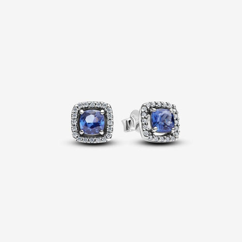 Pandora Sparkling Square Blue Halo Stud Earrings - Fifth Avenue Jewellers