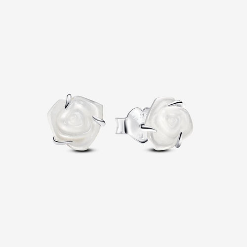 Pandora White Rose in Bloom Stud Earrings - Fifth Avenue Jewellers