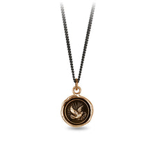 Load image into Gallery viewer, Necklace with a bronze pendant featuring a dove design on a white background
