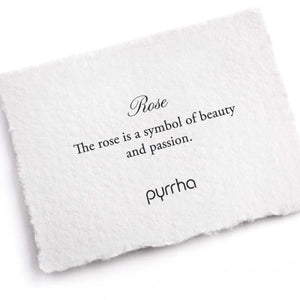 White card with meaning description and Pyrrha branding