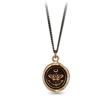 Load image into Gallery viewer, Necklace with a bronze pendant featuring a butterfly design on a white background
