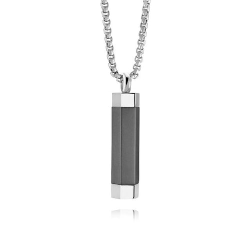 Silver & Black Hexagon Urn Necklace - Fifth Avenue Jewellers