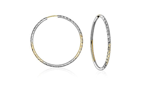 Sparkling Duo Tone Sleeper Style Hoops - Fifth Avenue Jewellers