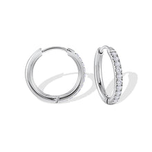 Load image into Gallery viewer, Stainless Steel &amp; White CZ Huggie Earrings - Fifth Avenue Jewellers
