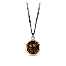 Load image into Gallery viewer, Necklace with a bronze pendant featuring a sunflower design on a white background
