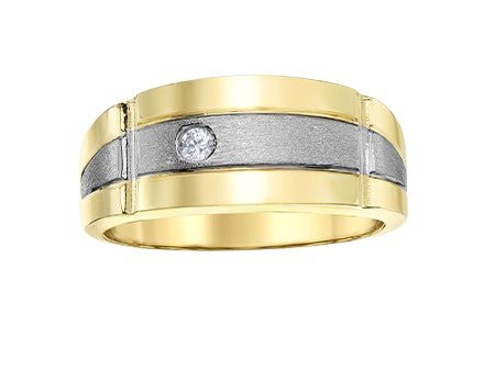 Two Tone Diamond Accented Gold Band - Fifth Avenue Jewellers