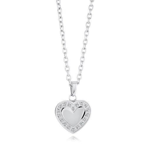 White CZ Heart Pendant Necklace - Fifth Avenue Jewellers