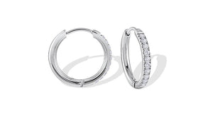 White CZ & Pearl Drop Huggie Earrings - Fifth Avenue Jewellers