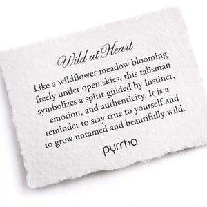 White card with talisman details on white background
