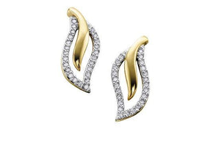 Yellow Gold And Diamond Leaf Earrings - Fifth Avenue Jewellers