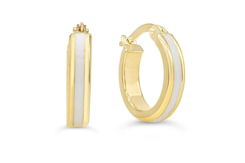 Yellow Gold And Enamel Huggie Earrings - Fifth Avenue Jewellers
