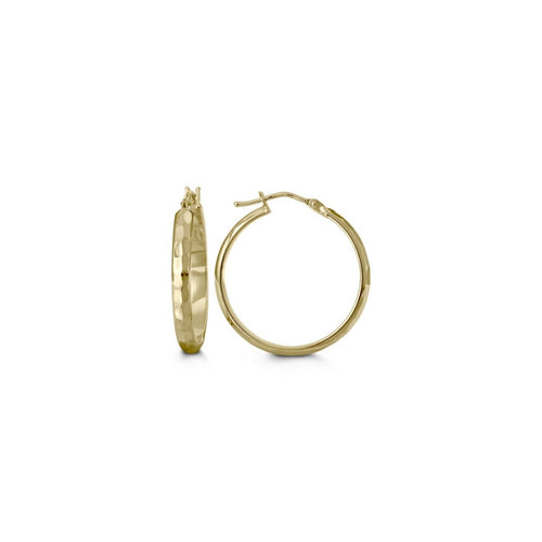 Yellow Gold Hammered Hoops - Fifth Avenue Jewellers