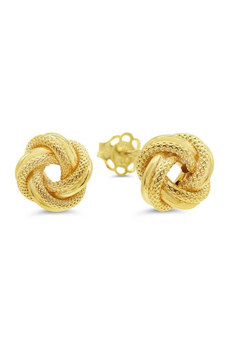 Yellow Gold Love Knot Stud Earrings - Fifth Avenue Jewellers