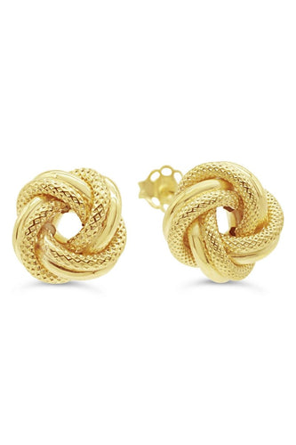 Yellow Gold Love Knot Stud Earrings - Fifth Avenue Jewellers