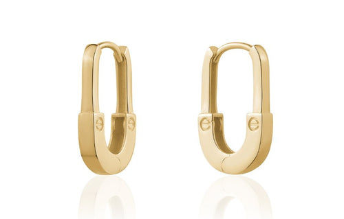 Yellow Gold Pad Lock Style Huggie Earrings - Fifth Avenue Jewellers