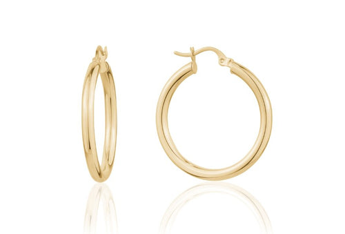 Yellow Gold Plain Hoop Earrings - Fifth Avenue Jewellers