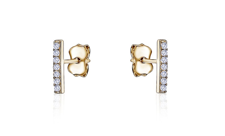 Yellow Gold Small Bar Studs - Fifth Avenue Jewellers