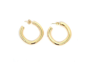 Yellow Gold Soft Square Half Hoop Earrings - Fifth Avenue Jewellers