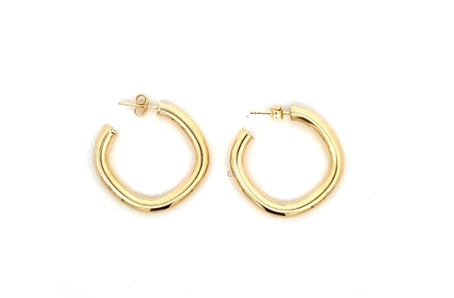 Yellow Gold Soft Square Half Hoop Earrings - Fifth Avenue Jewellers
