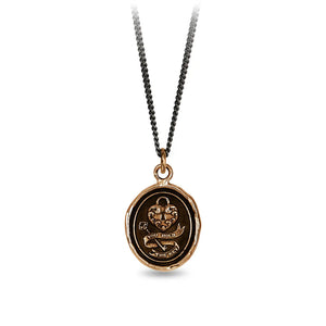 Necklace with a bronze pendant on a white background