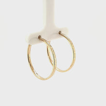 Load and play video in Gallery viewer, Criss Cross Yellow Gold Hoops
