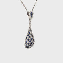 Load and play video in Gallery viewer, Diamond And Sapphire Checkerboard Pendant Necklace
