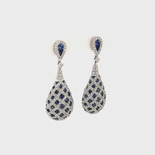 Load and play video in Gallery viewer, Diamond And Sapphire Checkerboard Drop Earrings
