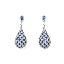 Load image into Gallery viewer, Diamond And Sapphire Checkerboard Drop Earrings Fifth Avenue Jewellers
