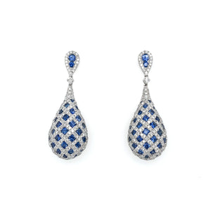 Diamond And Sapphire Checkerboard Drop Earrings Fifth Avenue Jewellers