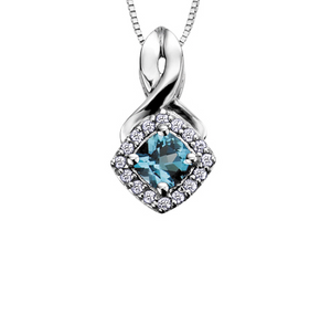 Diamond Halo Birthstone Necklace December Blue Topaz Fifth Avenue Jewellers 