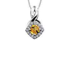 Load image into Gallery viewer, Diamond Halo Birthstone Necklace November Citrine Fifth Avenue Jewellers
