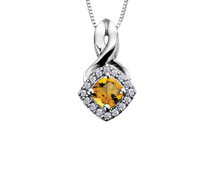 Diamond Halo Birthstone Necklace November Citrine Fifth Avenue Jewellers