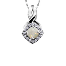 Load image into Gallery viewer, Diamond Halo Birthstone Necklace October Opal Fifth Avenue Jewellers
